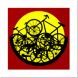 Jumbled Bicycles Circle Posters and Art